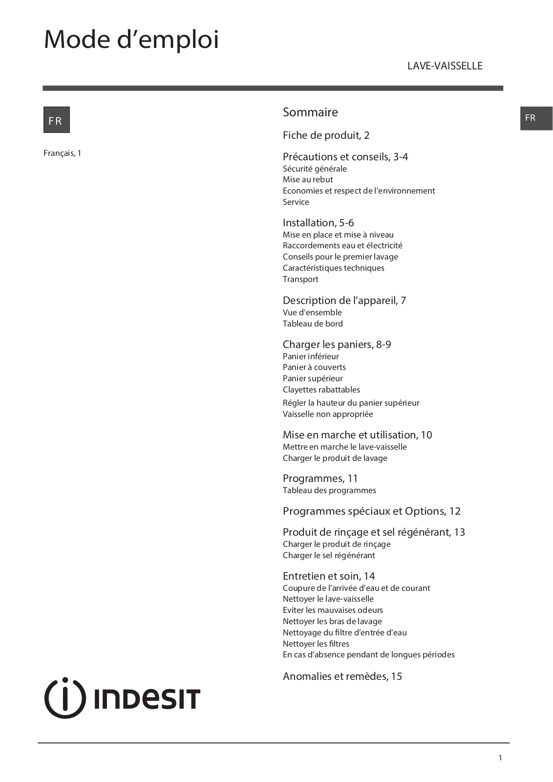 INDESIT DDFG26B17EU User Manual