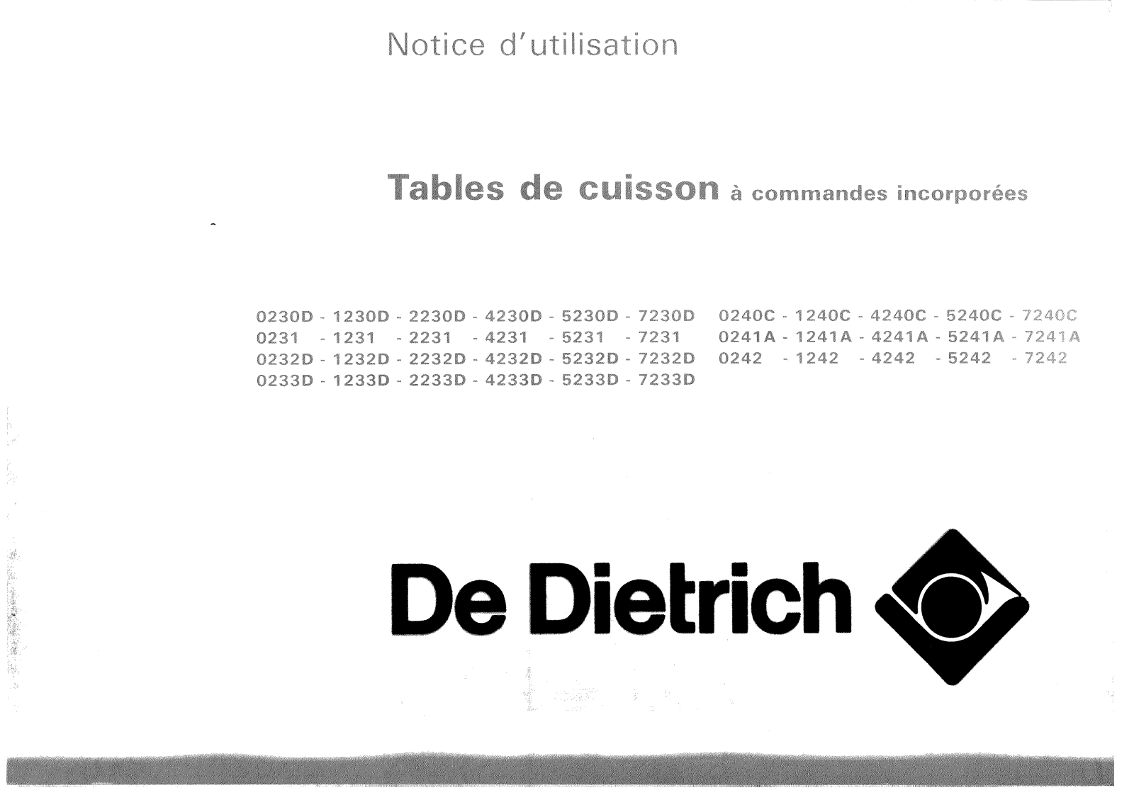 De dietrich All models User Manual