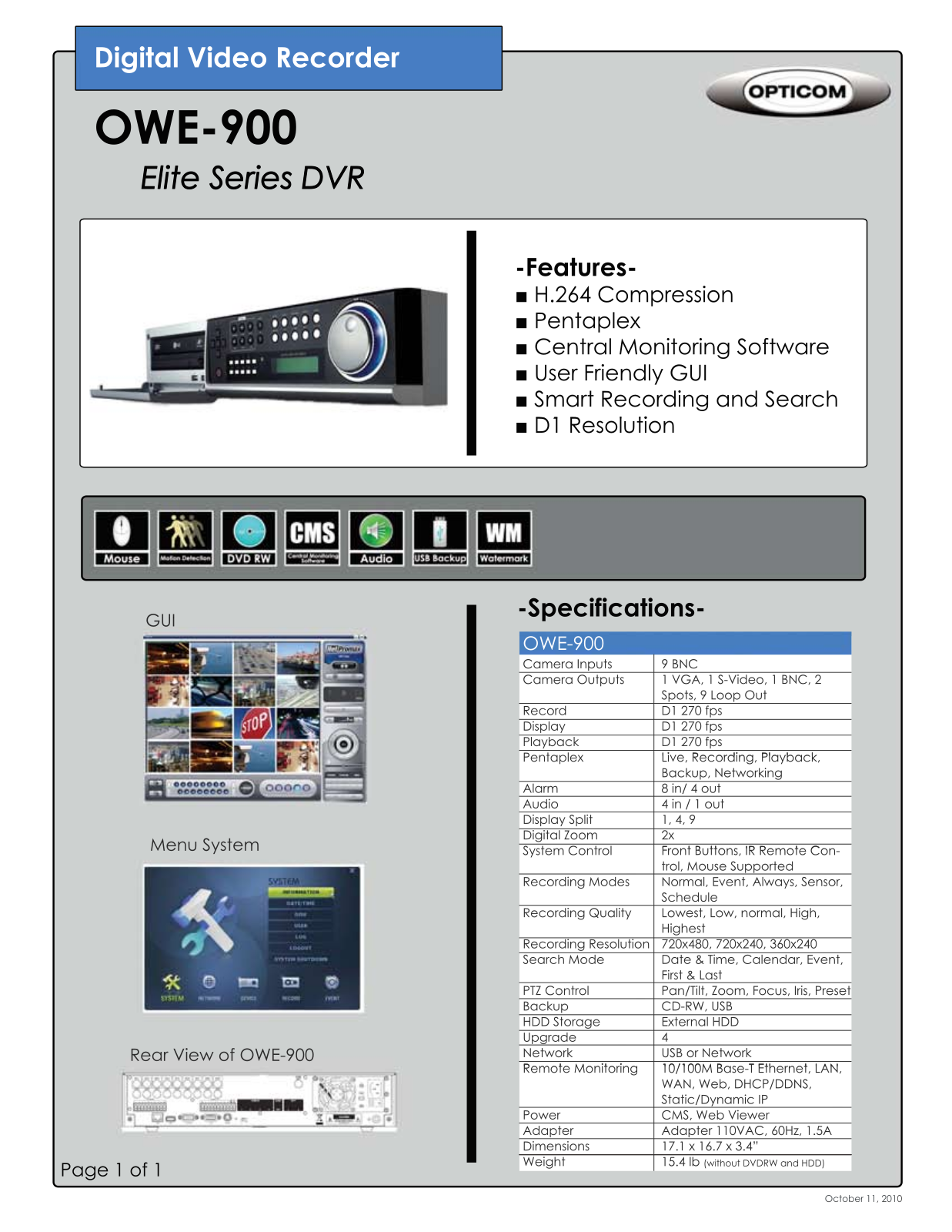 Opticom OWE-900 PRODUCT DATA - ManualMachine.com