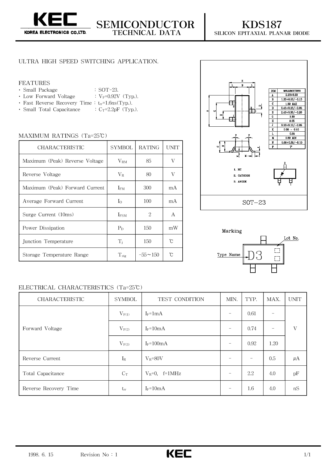 KEC KDS187 Datasheet