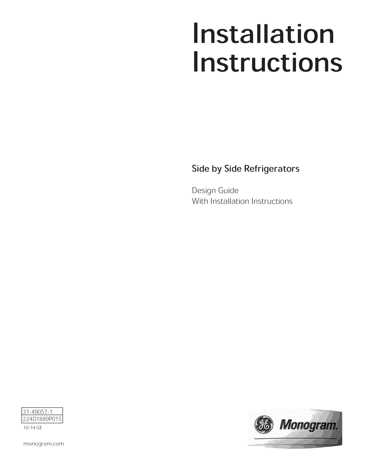 GE CSB42WSKBSS, CSB48WSKBSS, PSB42YSKBSS, PSB48YSKBSS, ZISP420DHASS Installation Guide - ManualMachine.com