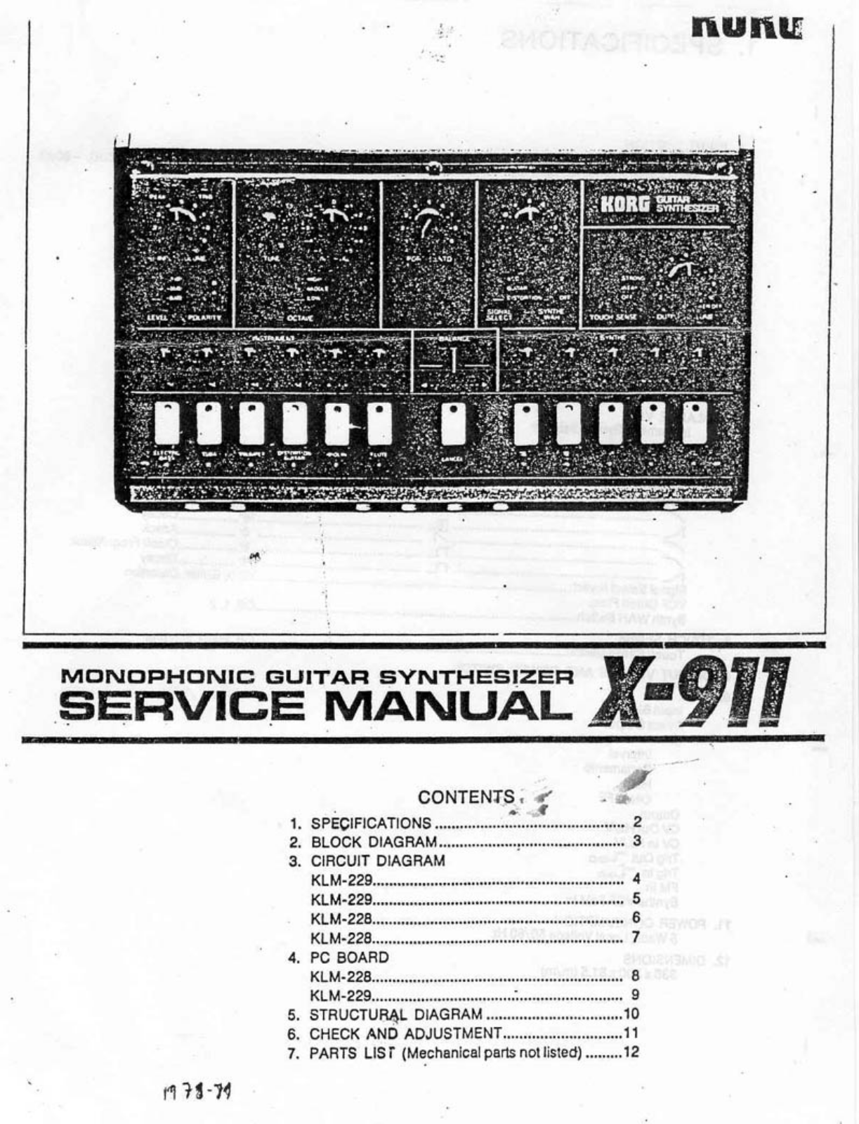 Korg X-911 SERVICE MANUAL