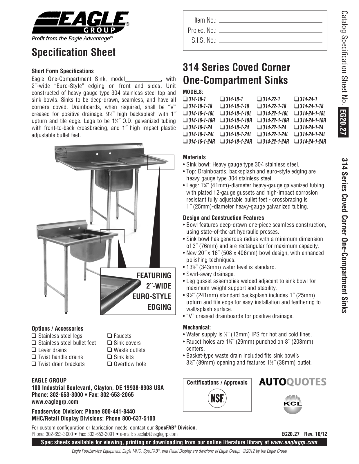 Eagle 314-16-1-18 User Manual