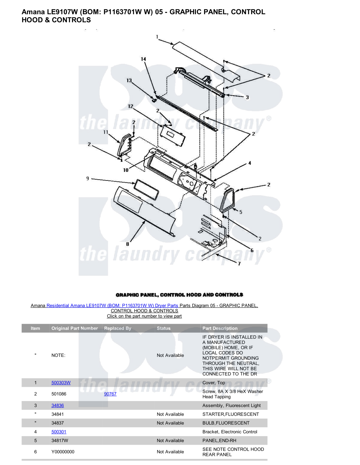 Amana LE9107W Parts Diagram