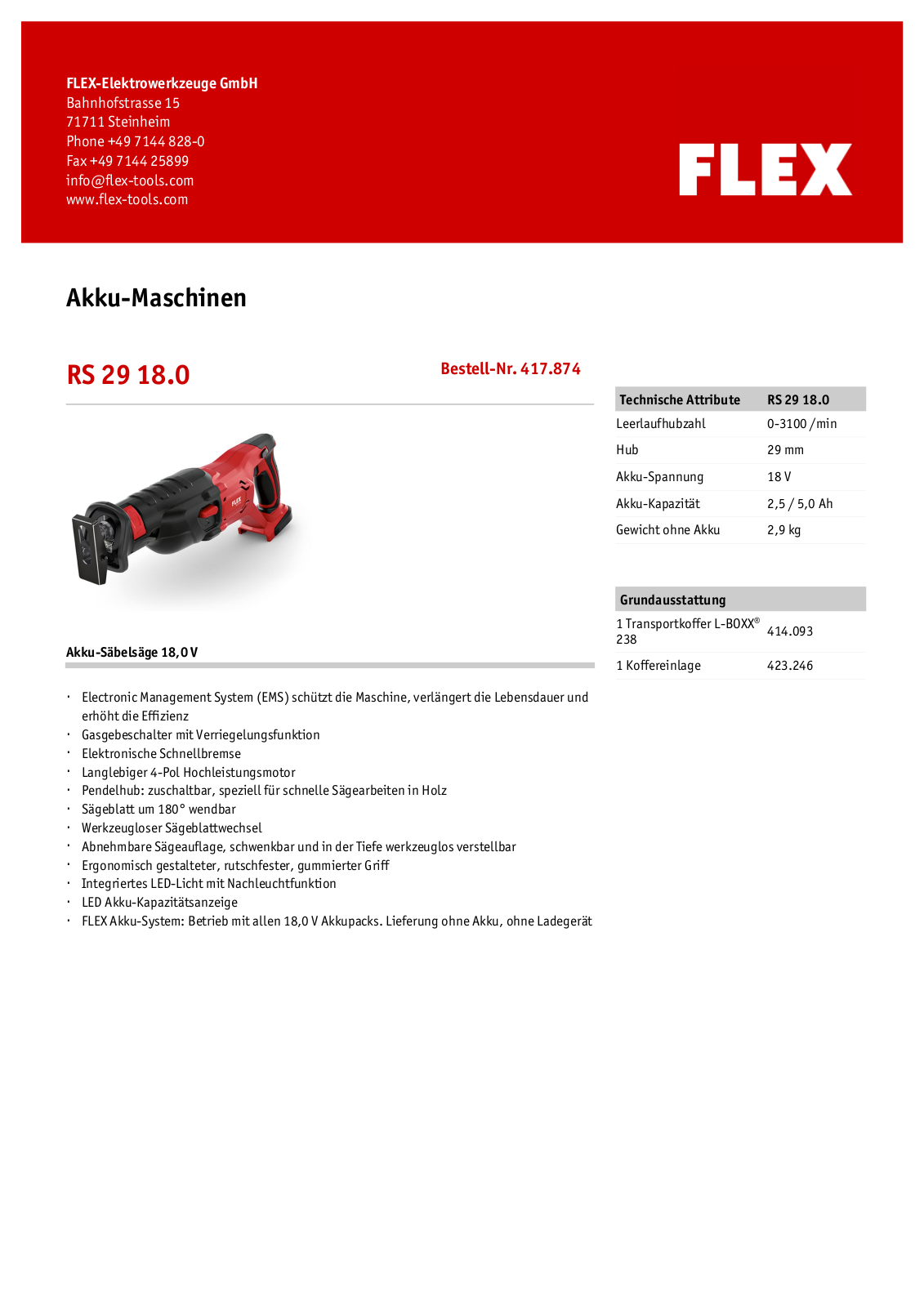 Flex RS 29-18.0 User Manual