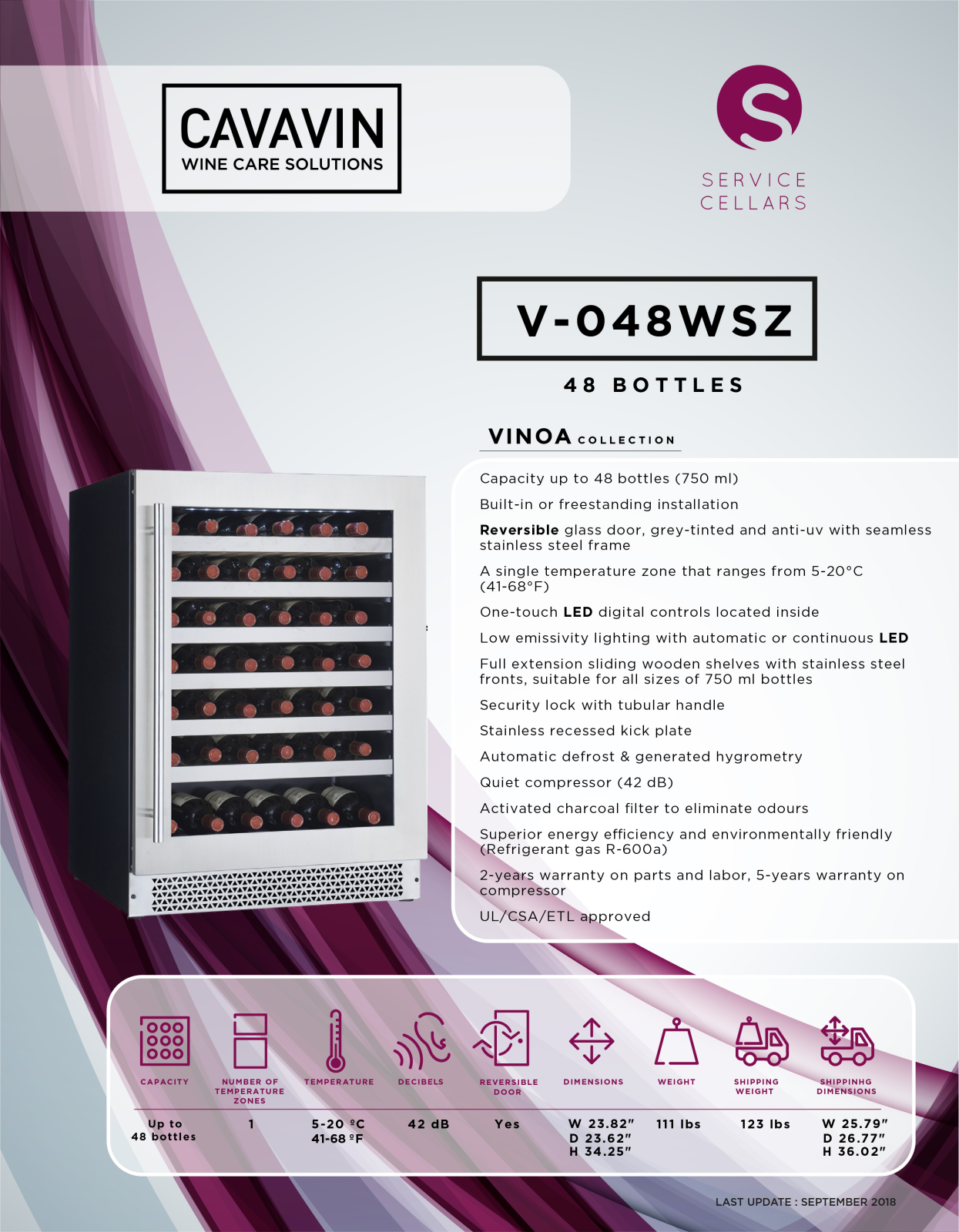 Cavavin V048WSZ PRODUCT SPECIFICATIONS