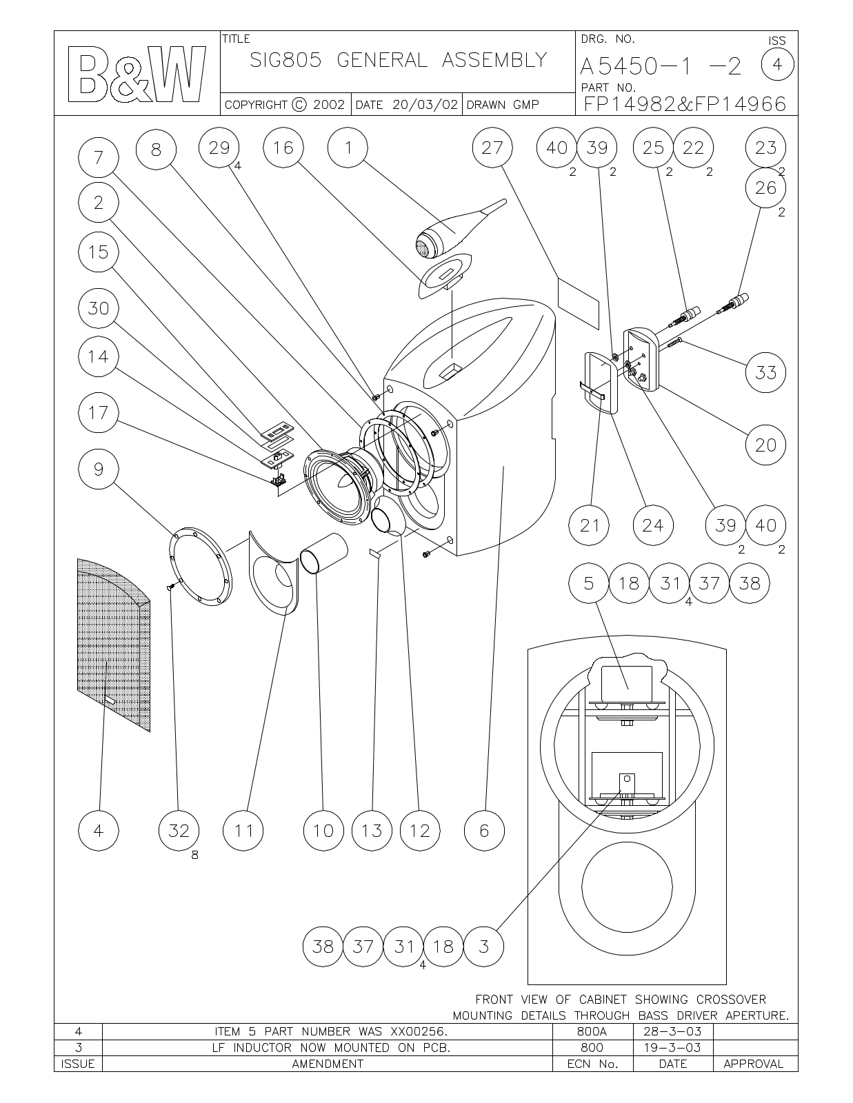 Bowers and Wilkins Signature 805 Service manual