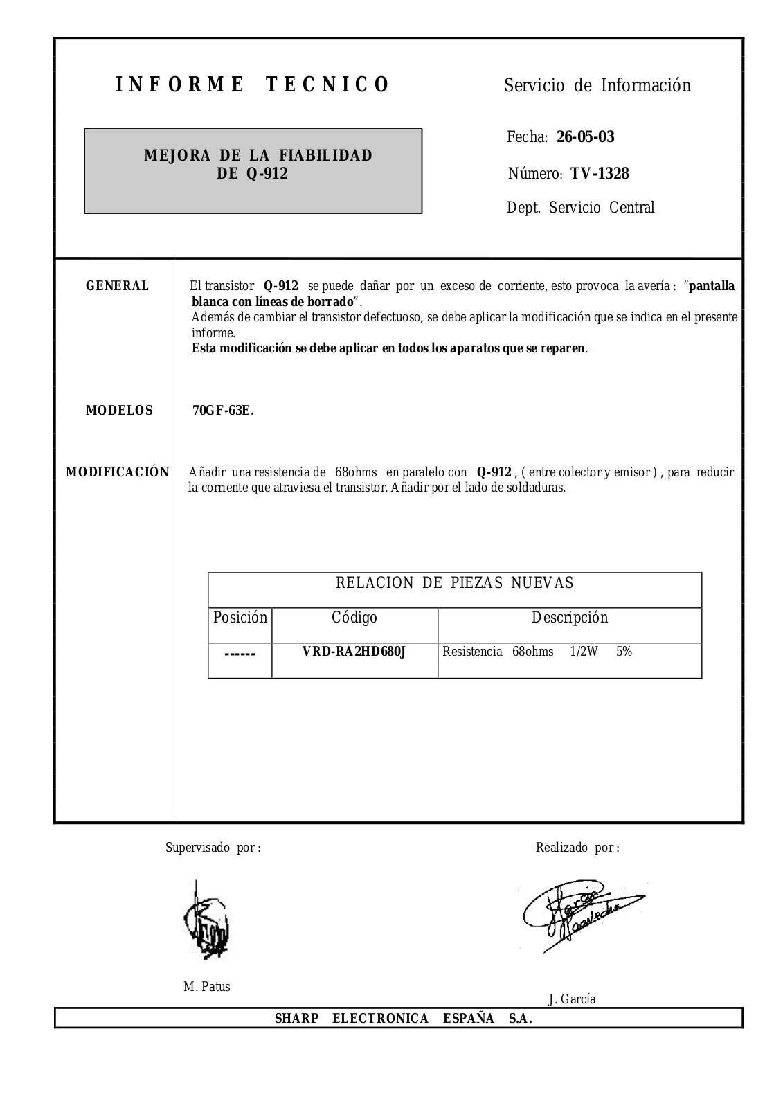 SHARP Q-912 Service Manual - ManualMachine.com