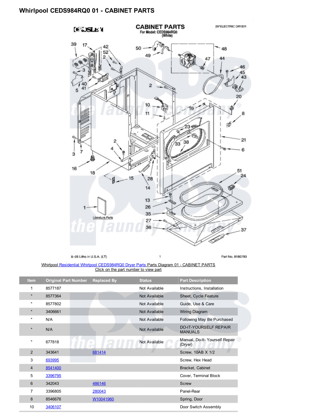 Whirlpool CEDS984RQ0 Parts Diagram