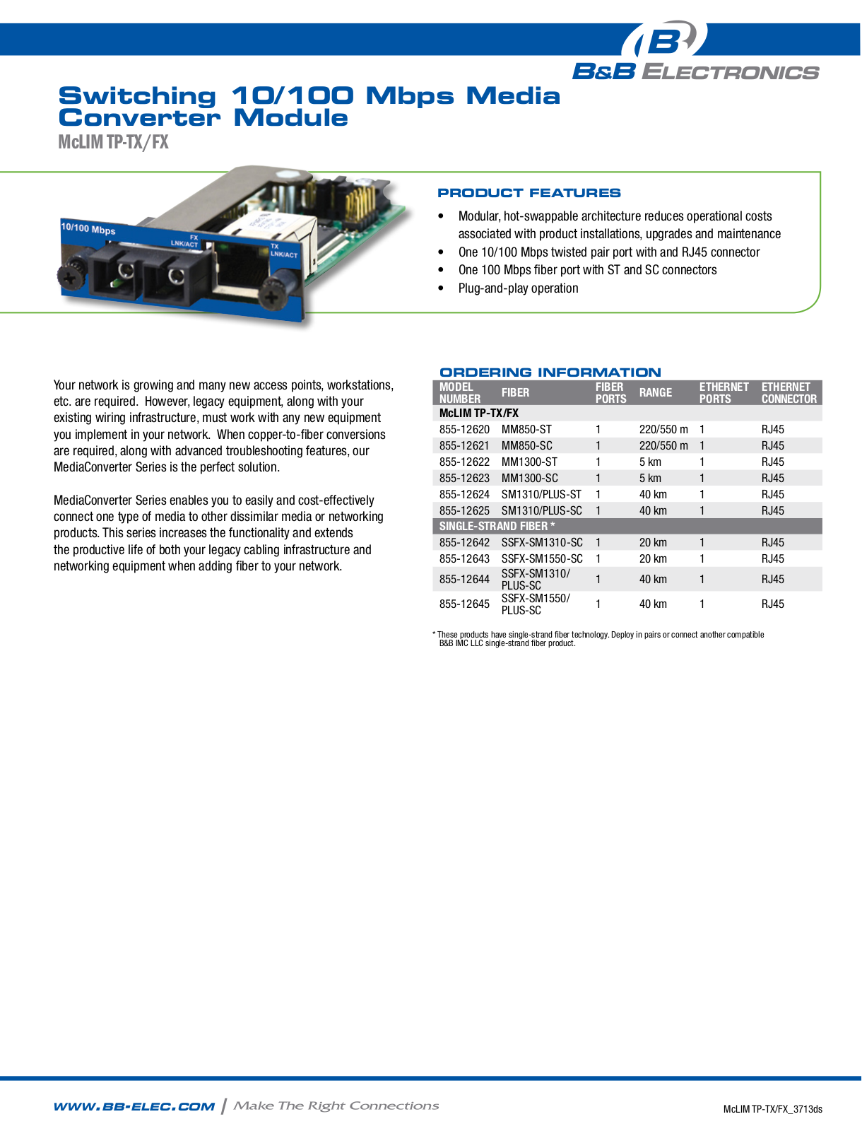 B&B Electronics 855-12620-45 Datasheet