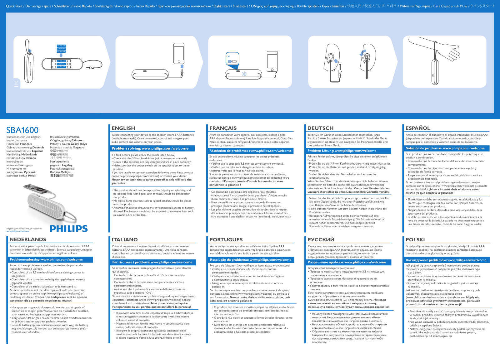 Philips SBA1600/37, SBA1600/00 User manual