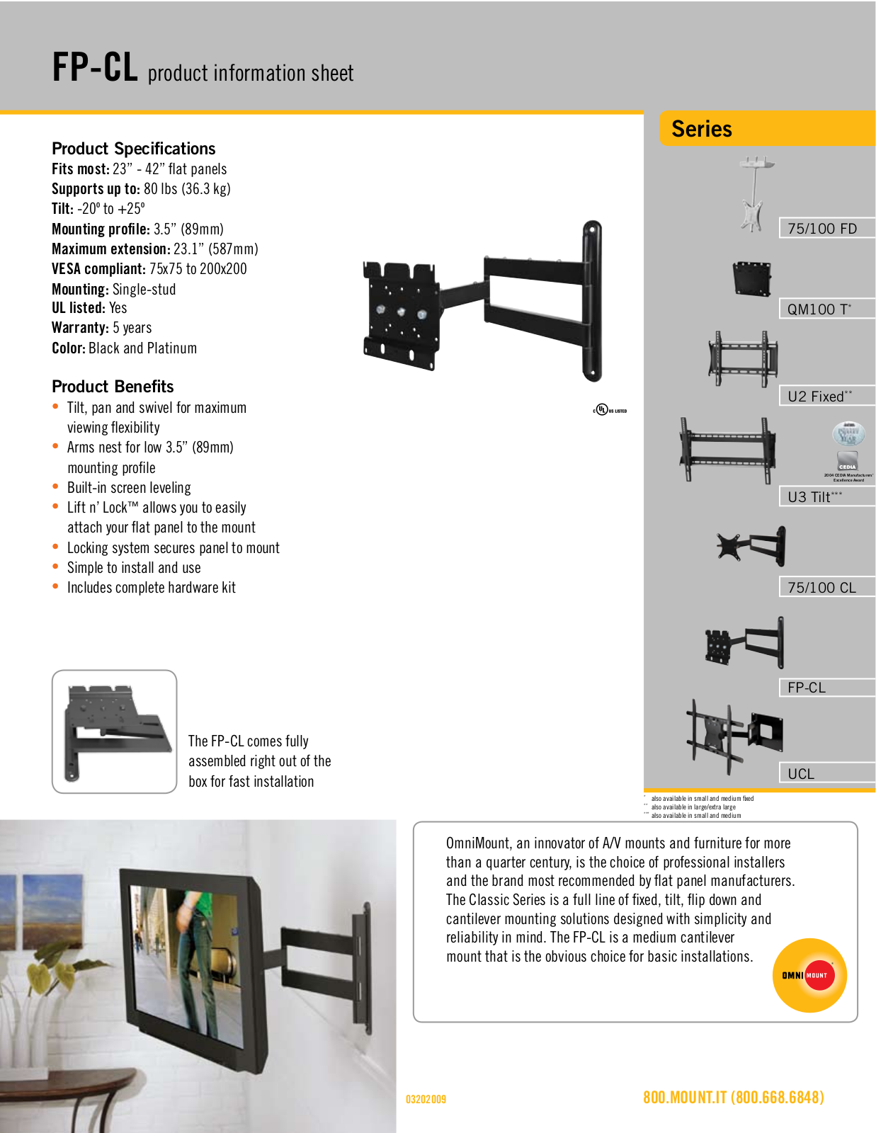 Omnimount FP-CL Sales Sheet