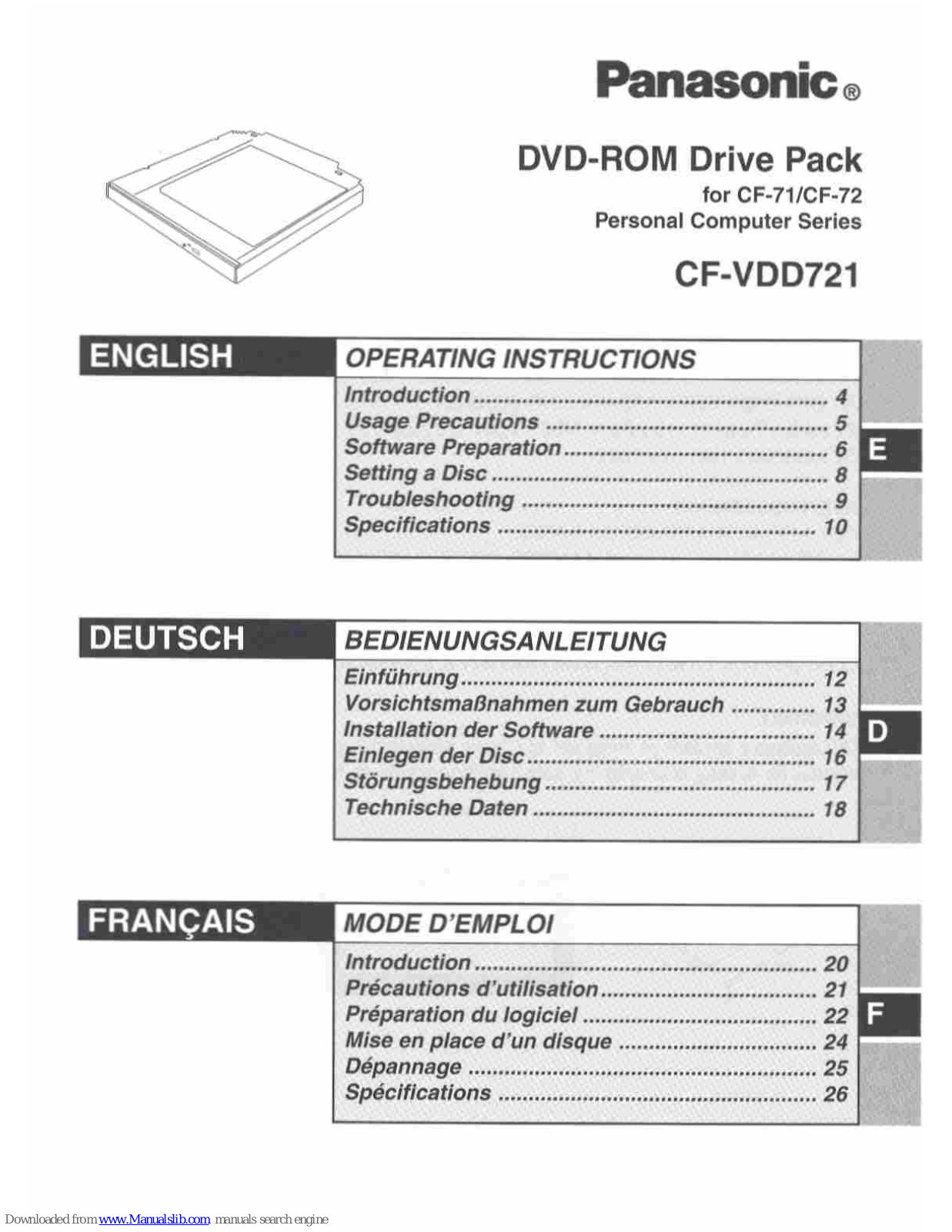 Panasonic CF-VDD721M, CF-VDD721 Operating Instructions Manual