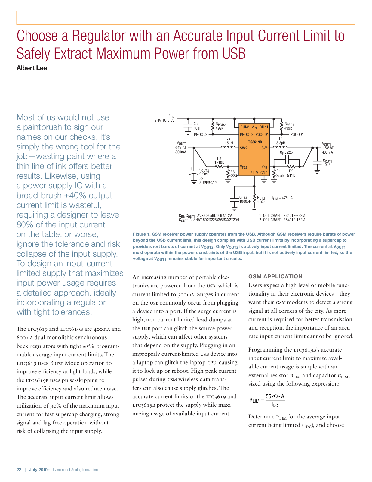 LINEAR TECHNOLOGY LTC3619 Technical data