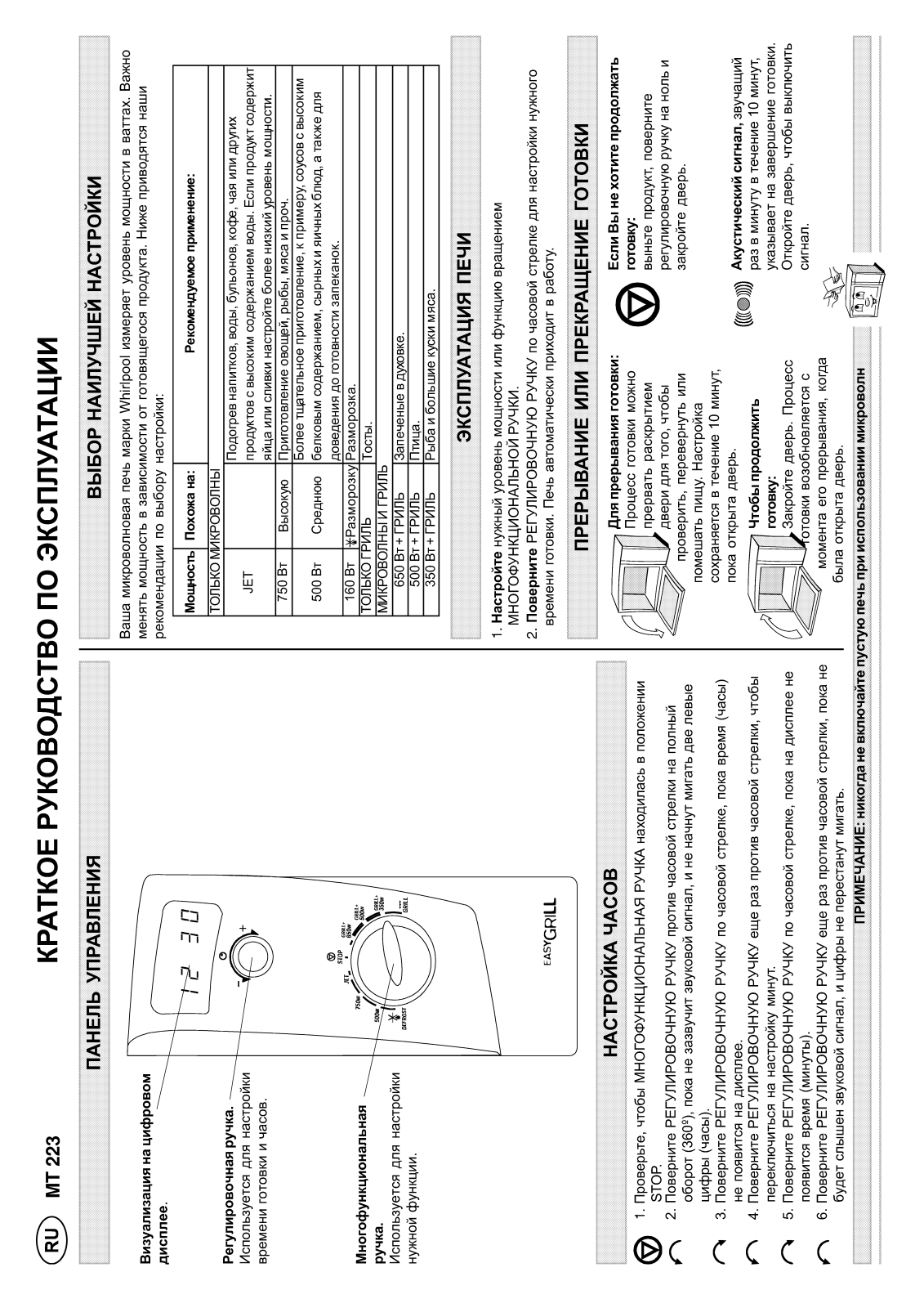 Whirlpool MT 223_WH User Manual