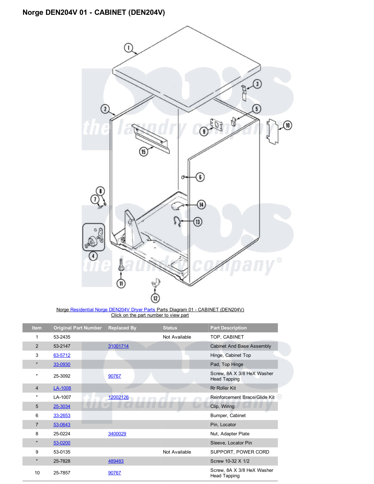 Norge DEN204V Parts Diagram