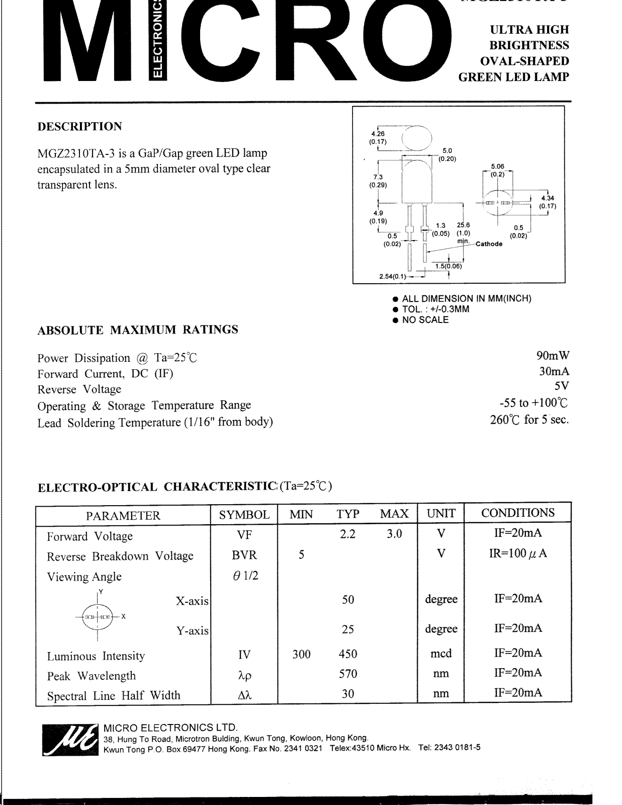 MICRO MGZ2310TA-3 Datasheet