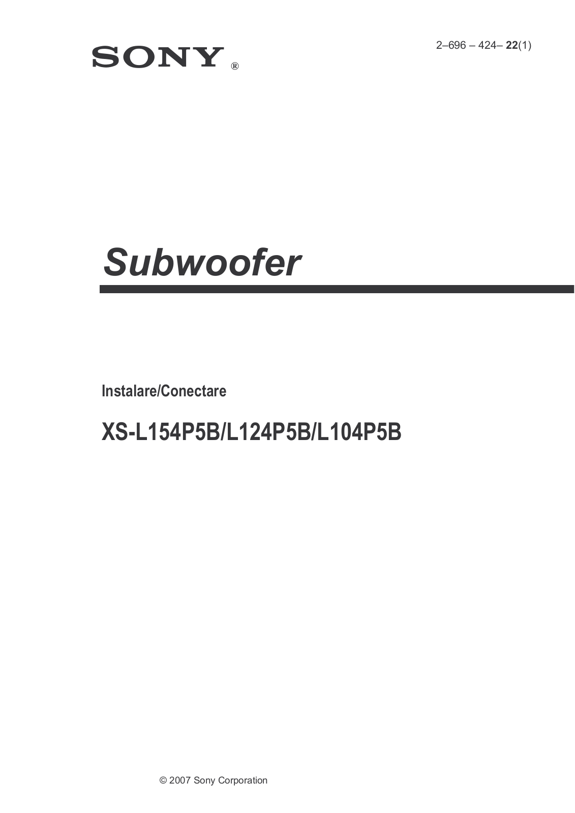 Sony XS-L104, XS-L154, XS-L124 User Manual