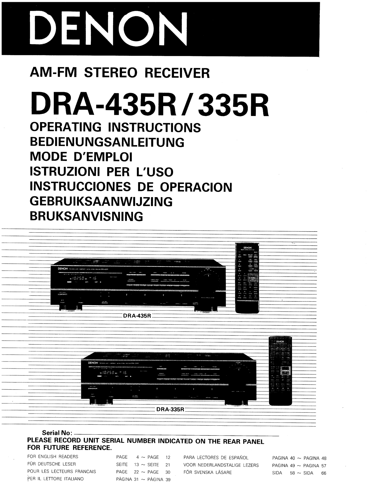 Denon DRA-435R Owner's Manual