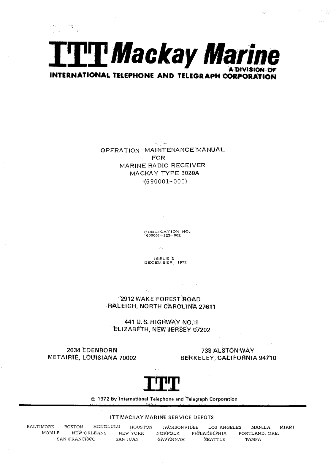 ITT 3020A Service manual