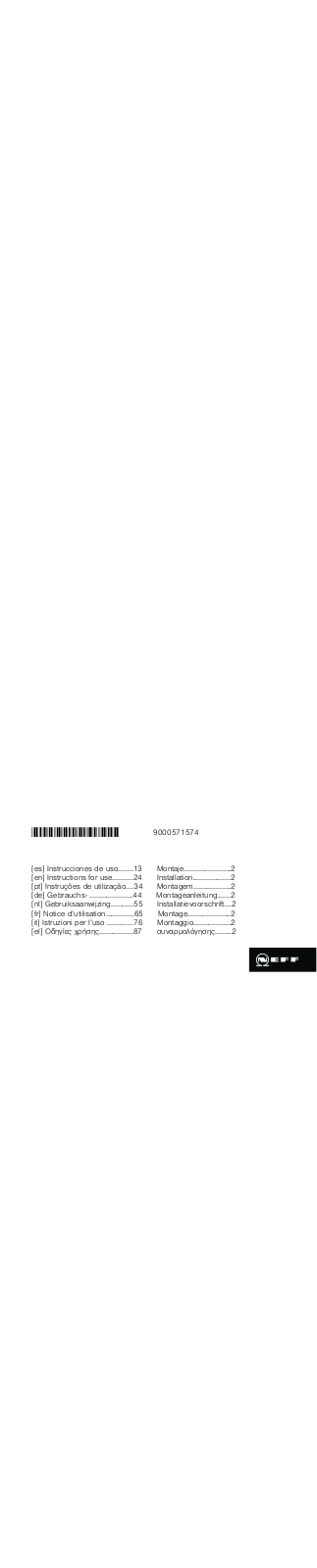 Neff T43E10X1 Instruction manual