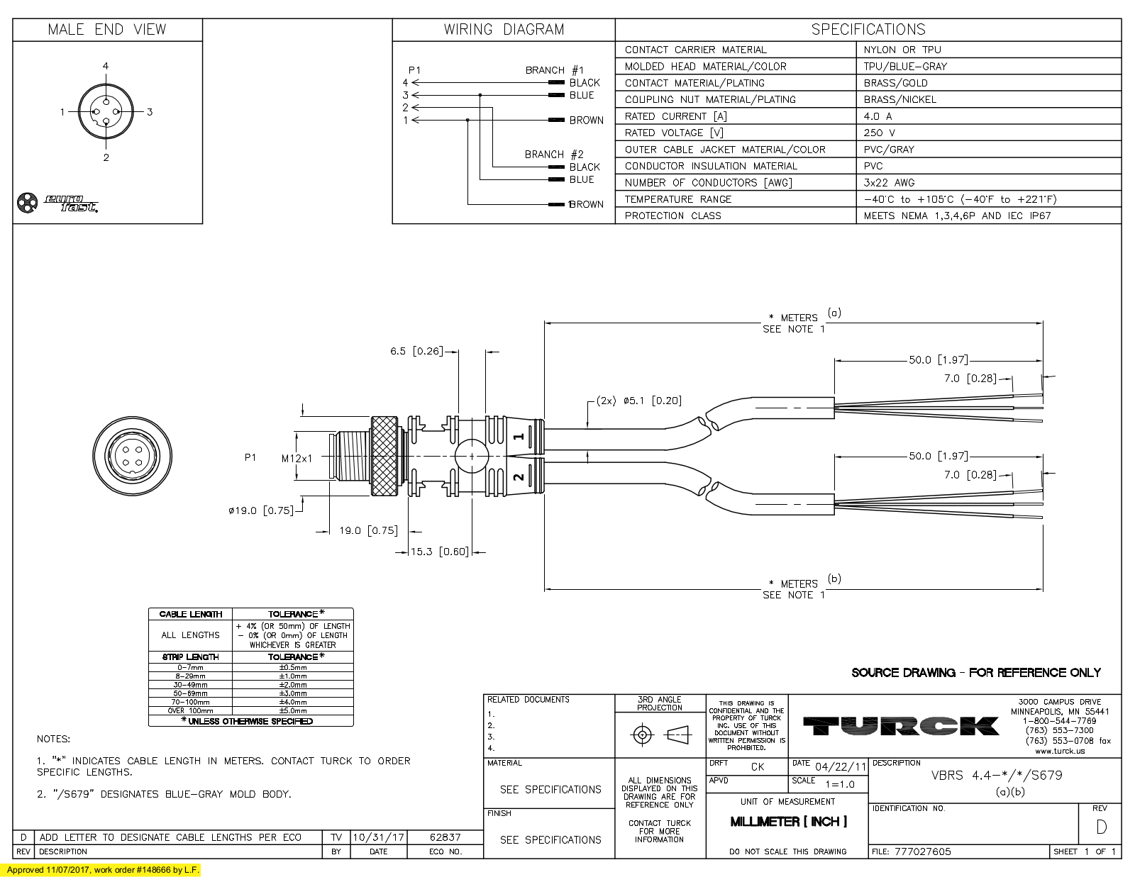 Turck VBRS4.4-10/10/S679 Specification Sheet