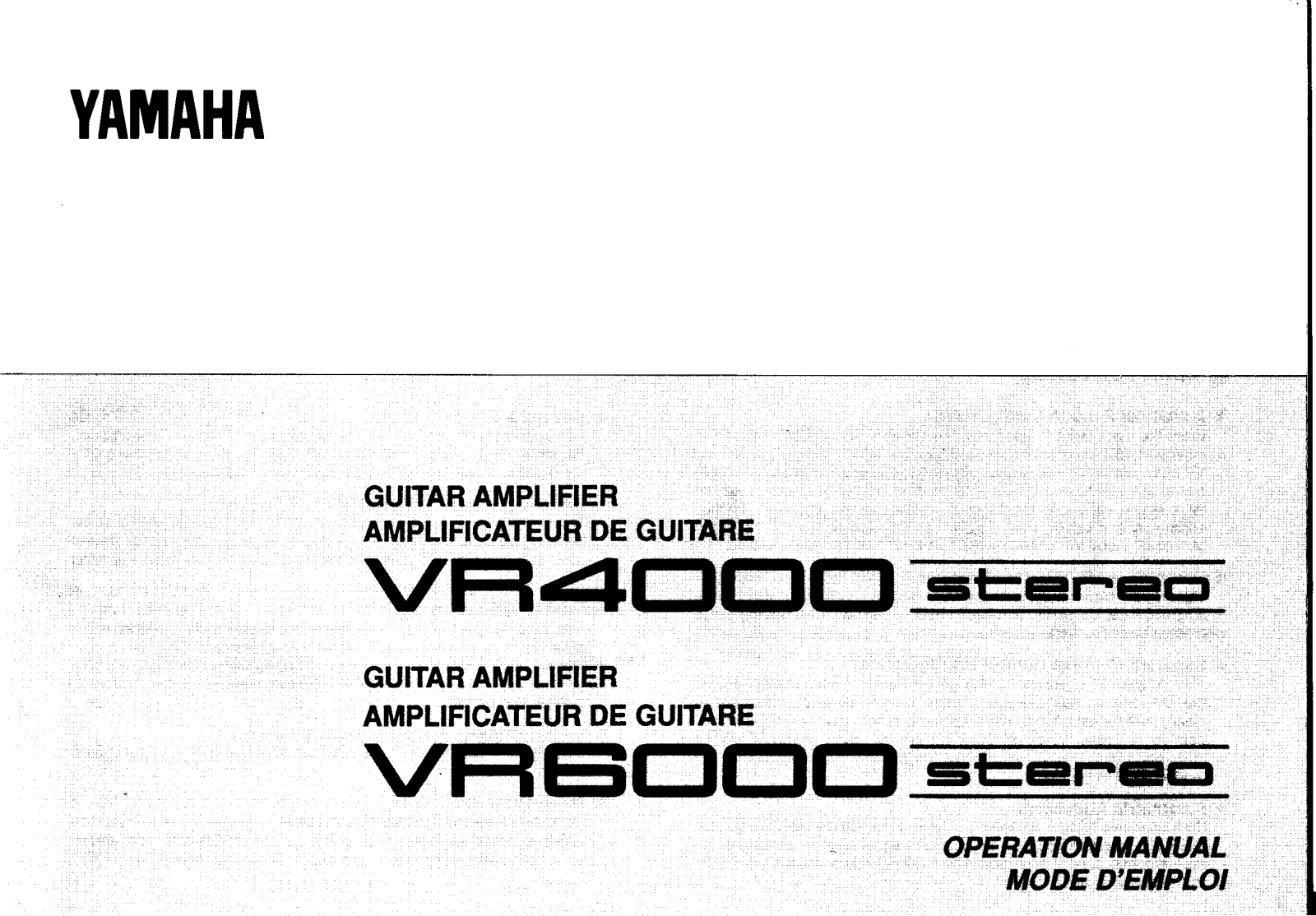 YAMAHA VR4000, VR6000 Operation Manual