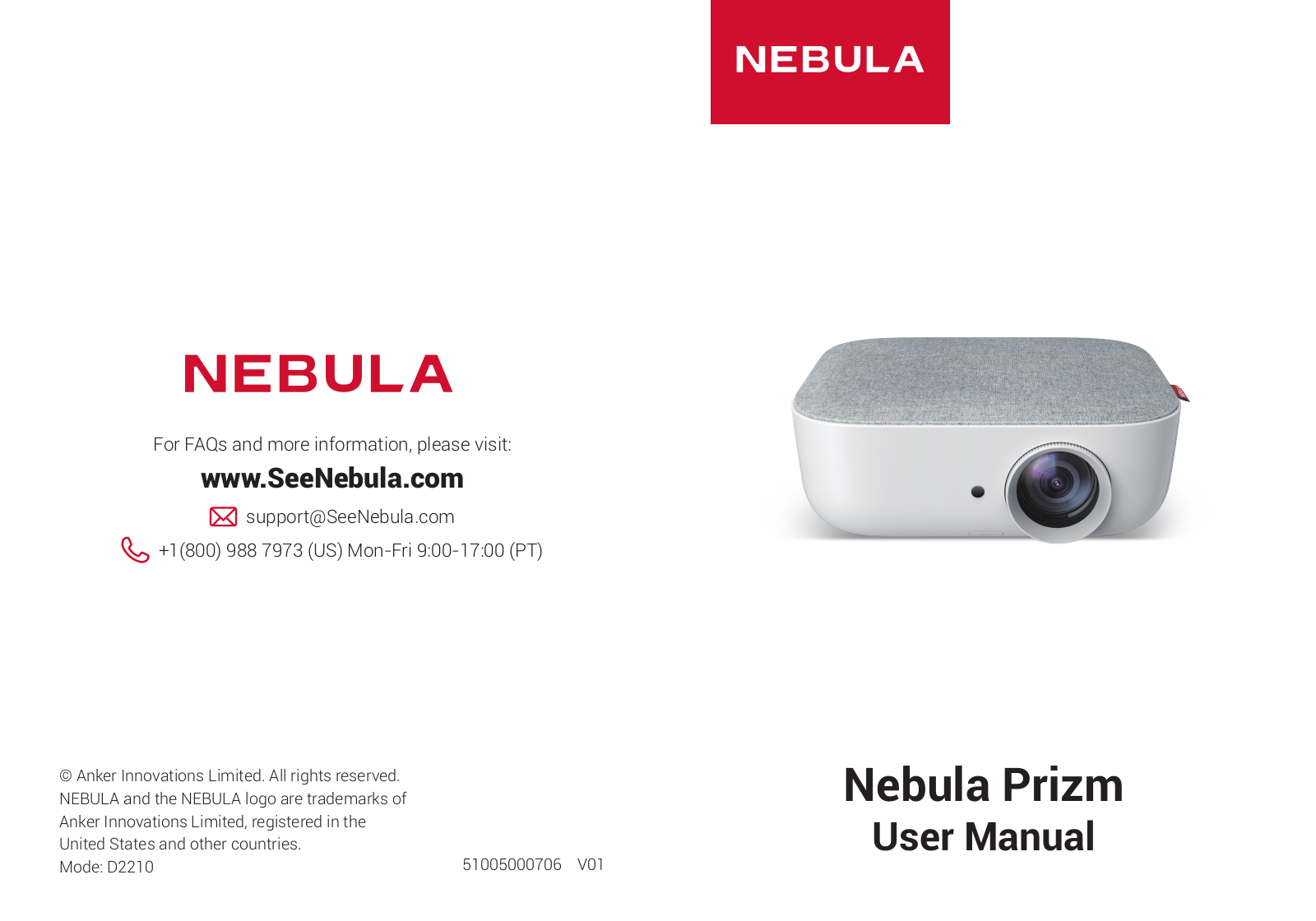 Anker Nebula Prizm, D2210 User Manual