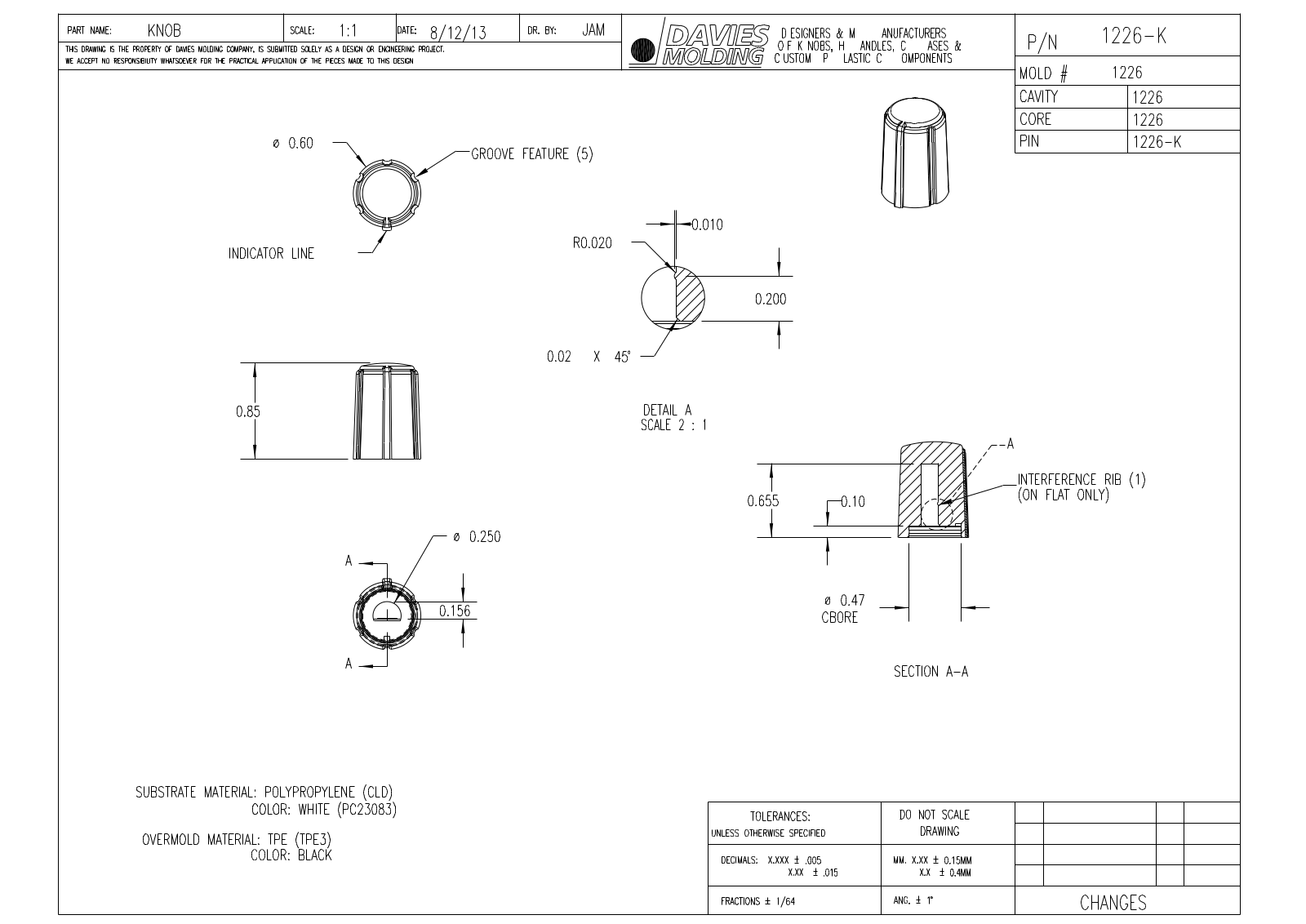 Davies Molding 1226-K Reference Drawing