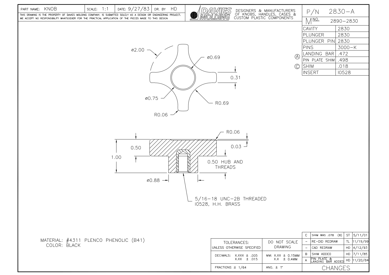 Davies Molding 2830-A Reference Drawing