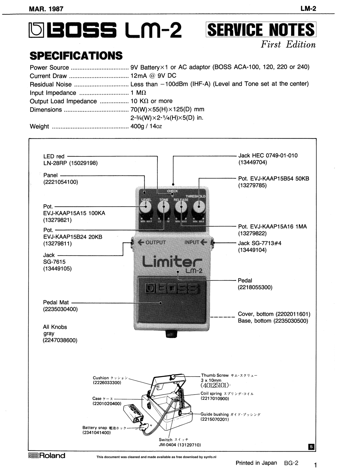 Boss LM-2 Schematic