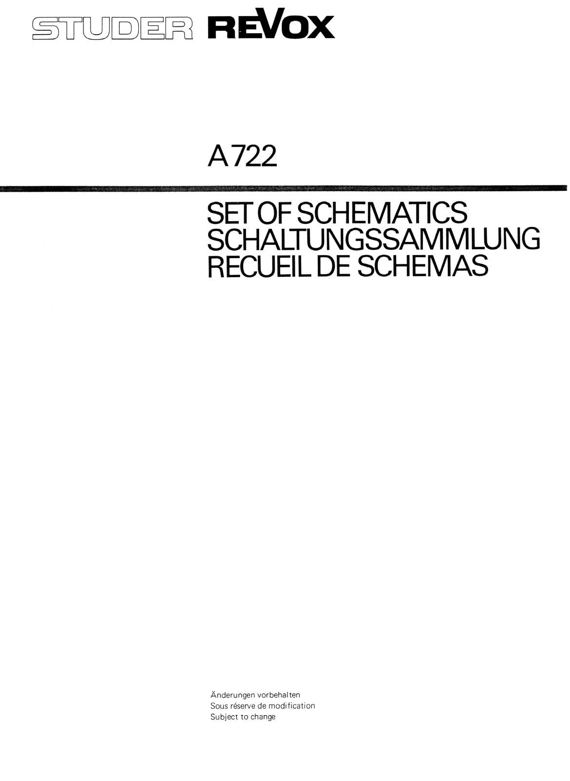 Revox A722 Cirquit Diagram