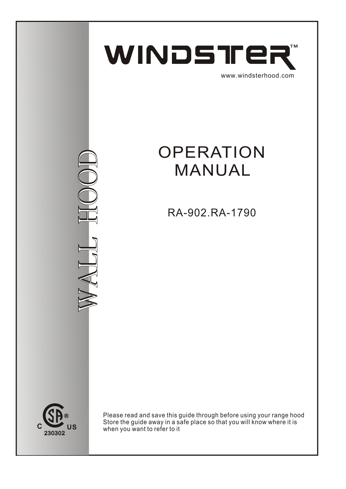 Windster RA-902, RA-1790 User Manual