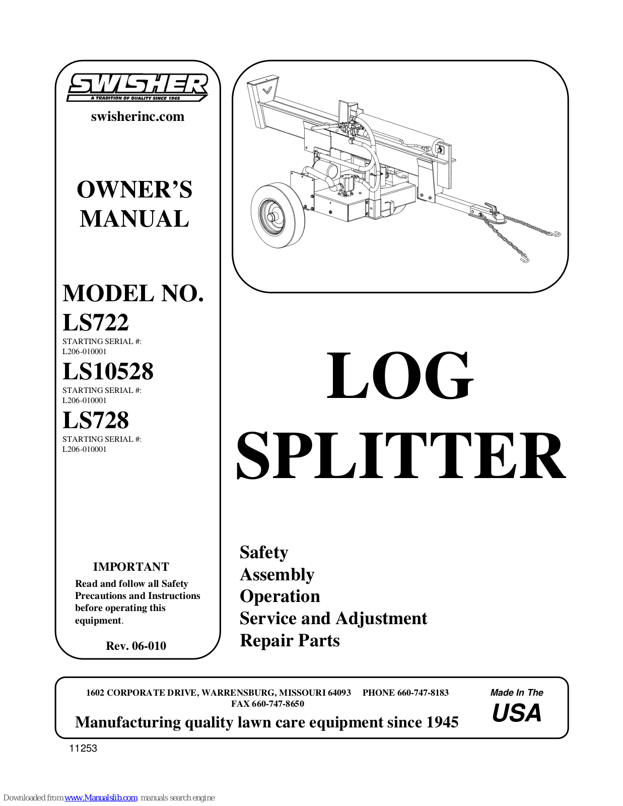 Swisher LS722, LS728 Owner's Manual