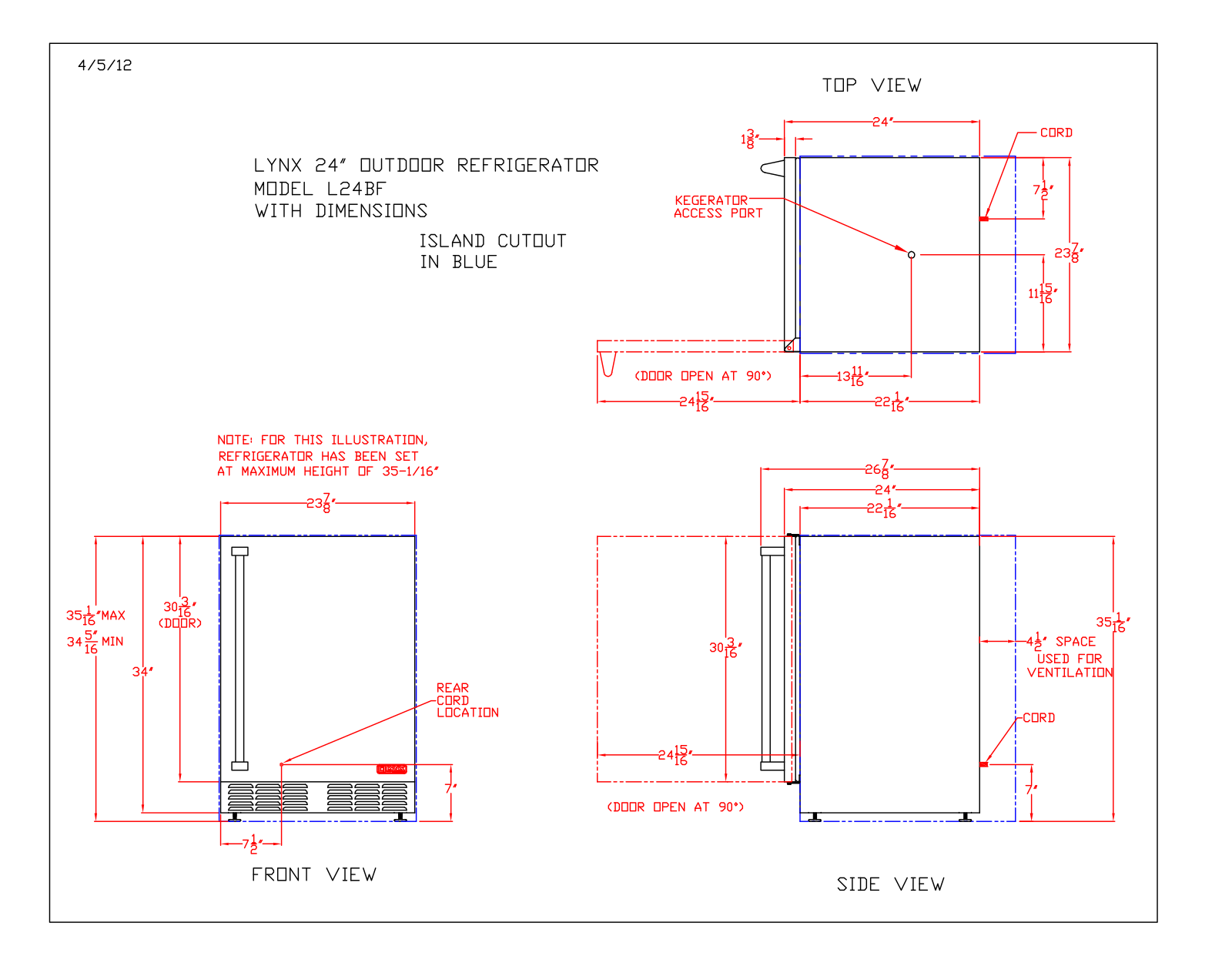 Lynx L24BF Dimension Guide