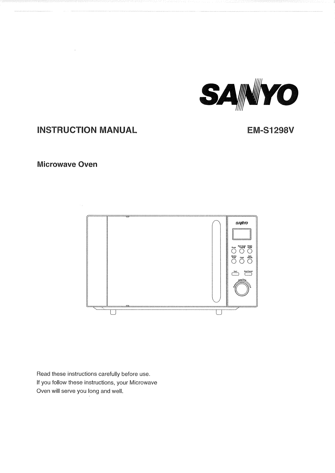 Sanyo EM-S1298V Instruction Manual