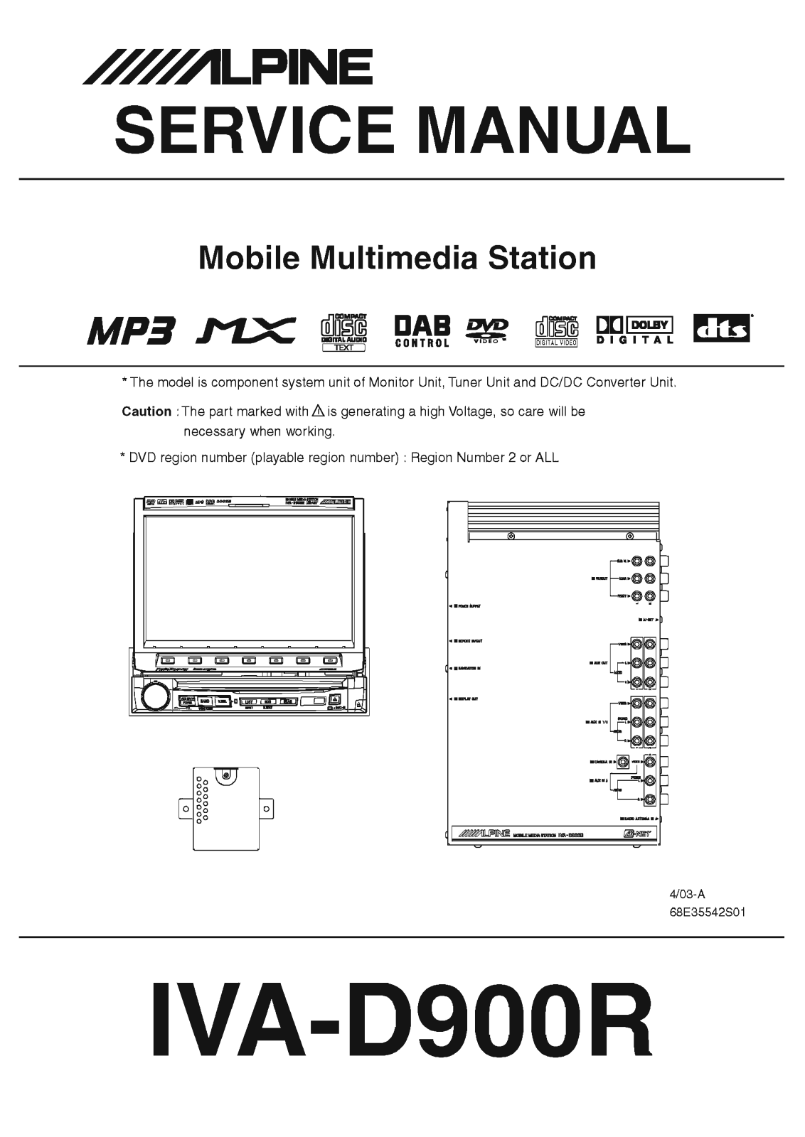 Alpine IVA-D900-B Service Manual