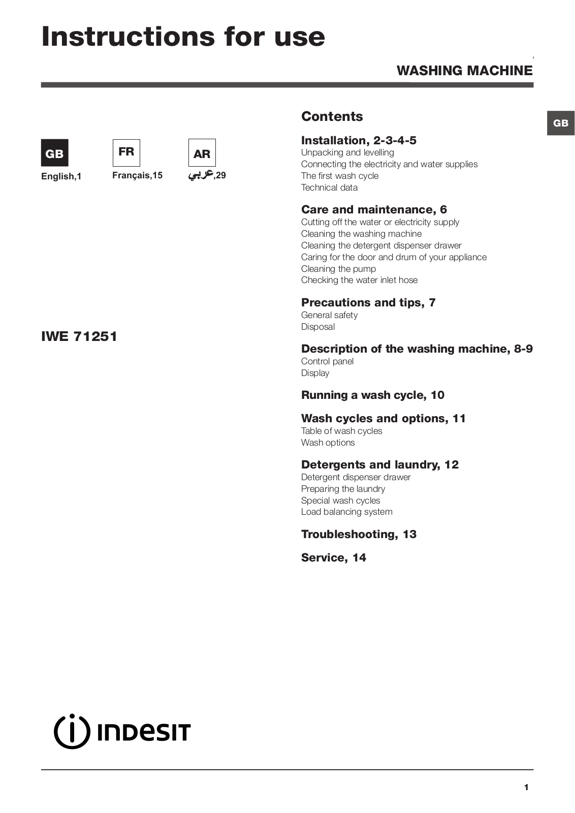 INDESIT IWE 71251 C ECO GCC User Manual