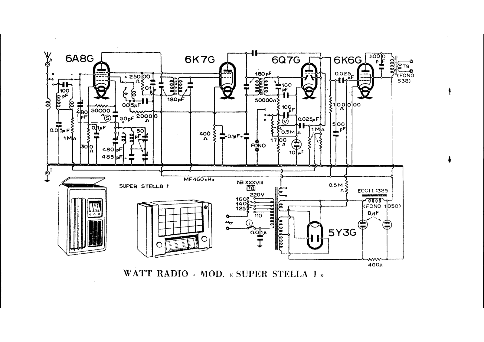 Watt Radio super stella i schematic