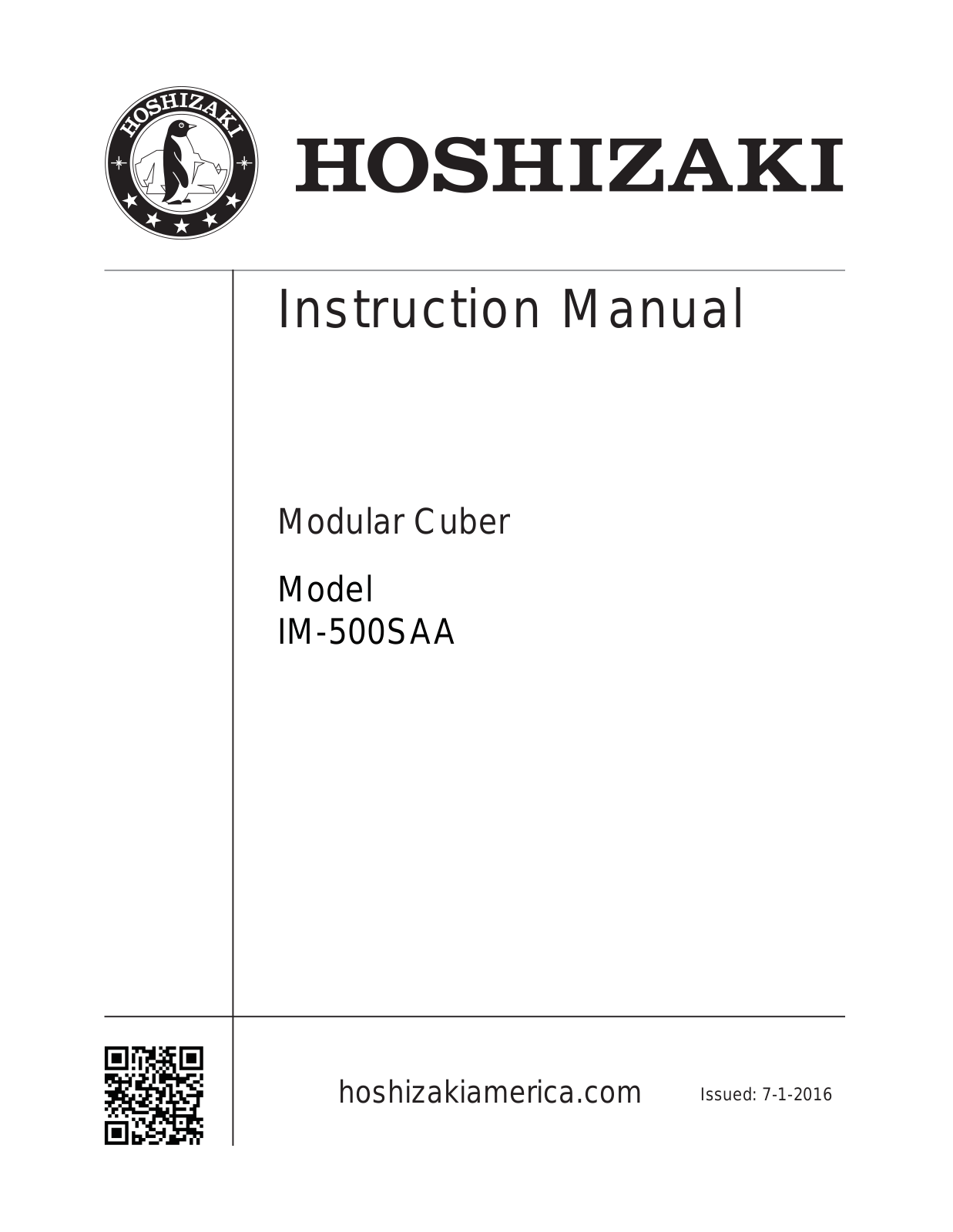 Hoshizaki IM500SAA Instruction Manual