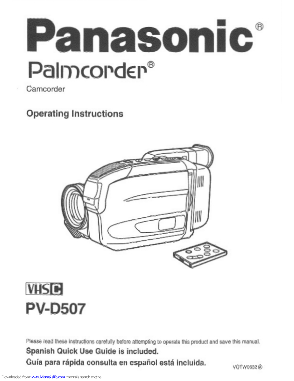 Panasonic Palmcorder PV-D507, PVD507D - VHS-C CAMCORDER User Manual