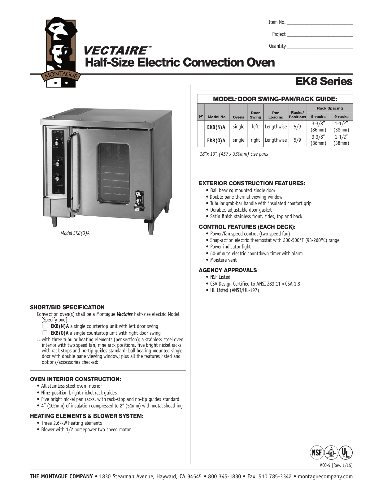 Montague EK8N User Manual