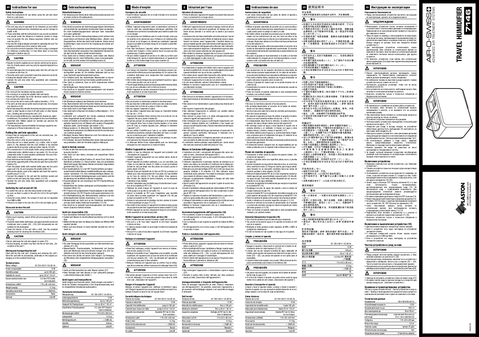 Air-O-Swiss U7146 User manual