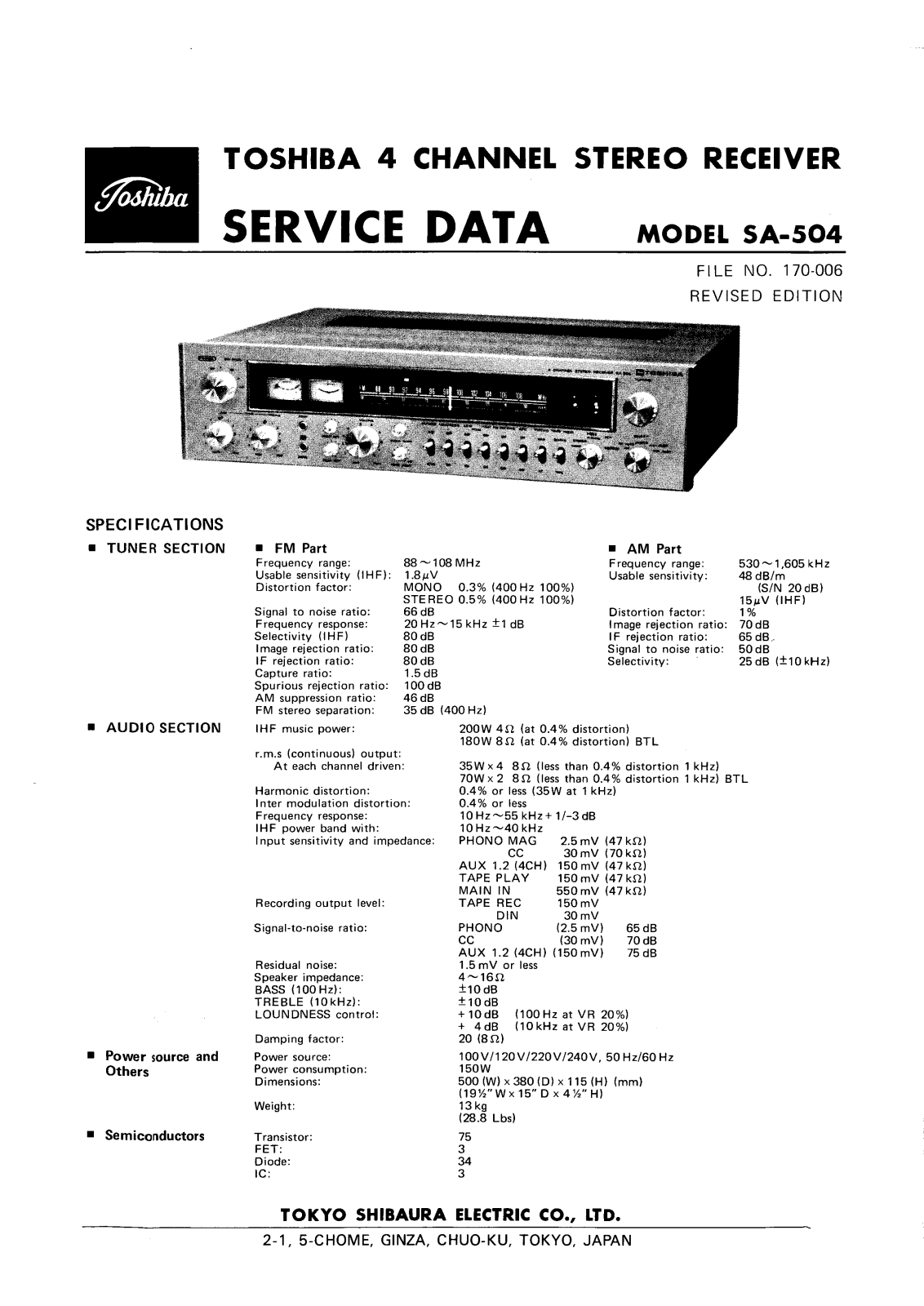 Toshiba SA-504 Service manual