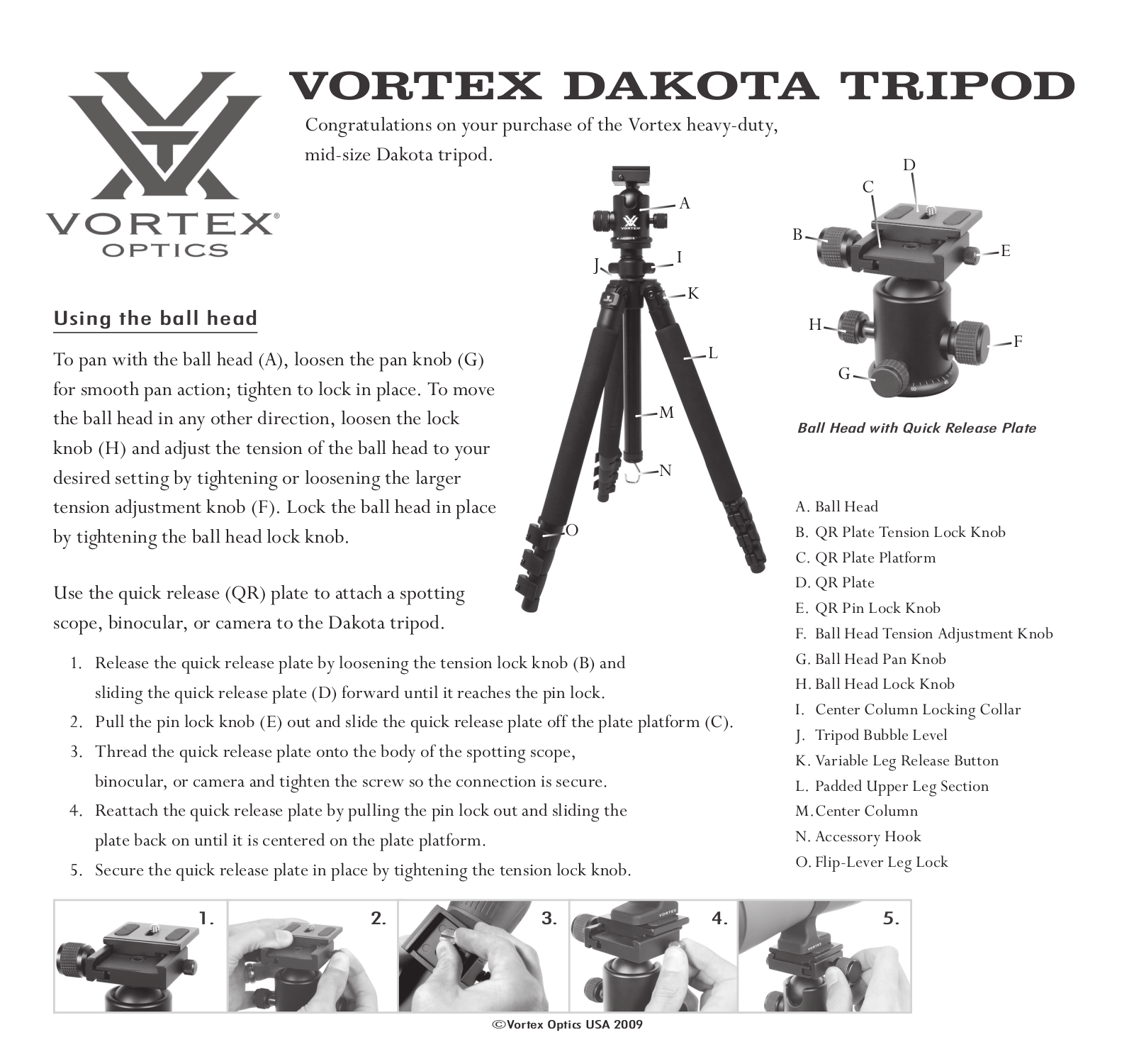 Vortex Optics DAKOTA TACTICAL TRIPOD KIT User Manual