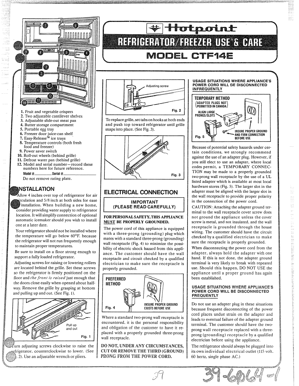 GE CTF14E Use and Care Manual