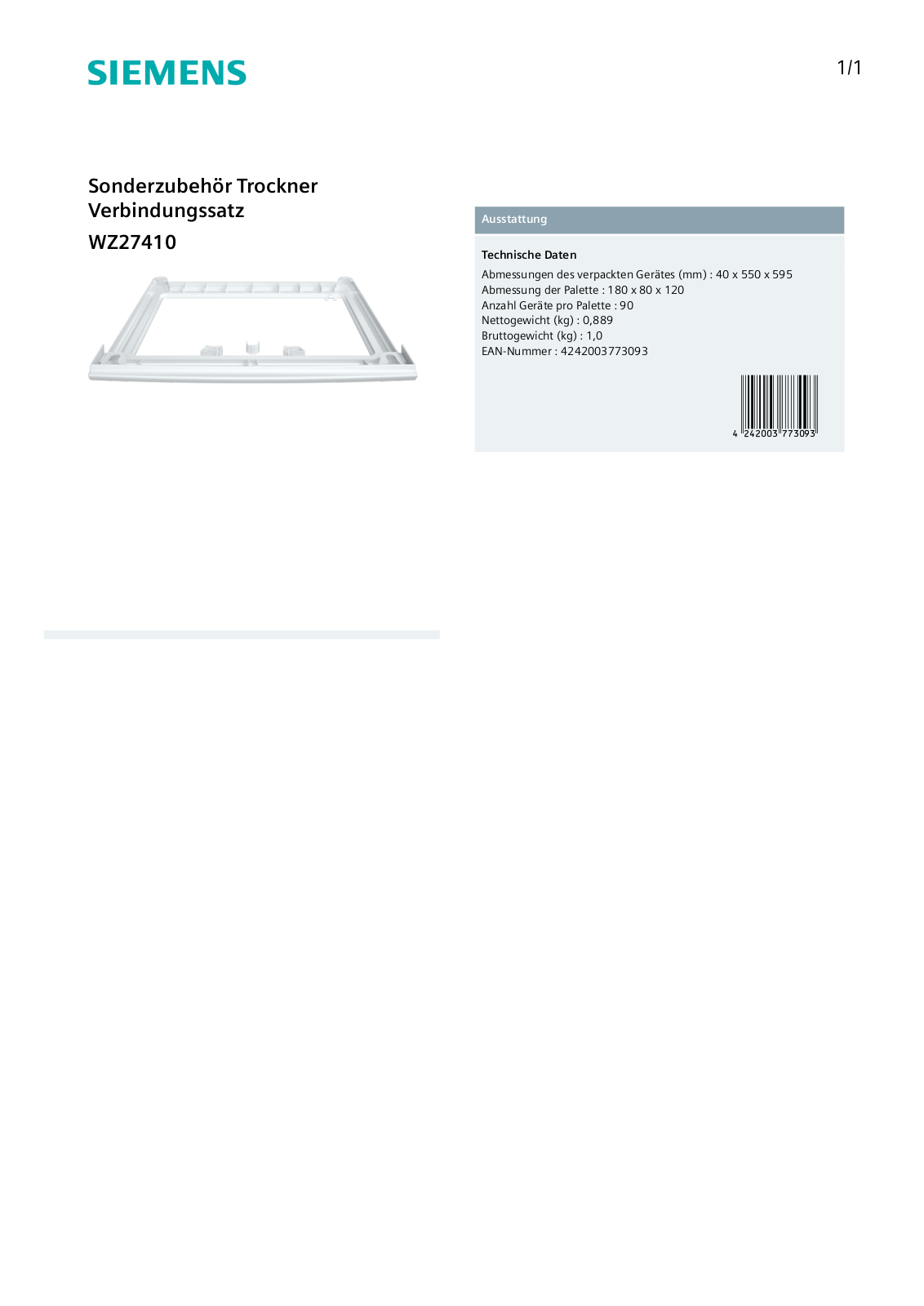 Siemens WZ27410 User Manual