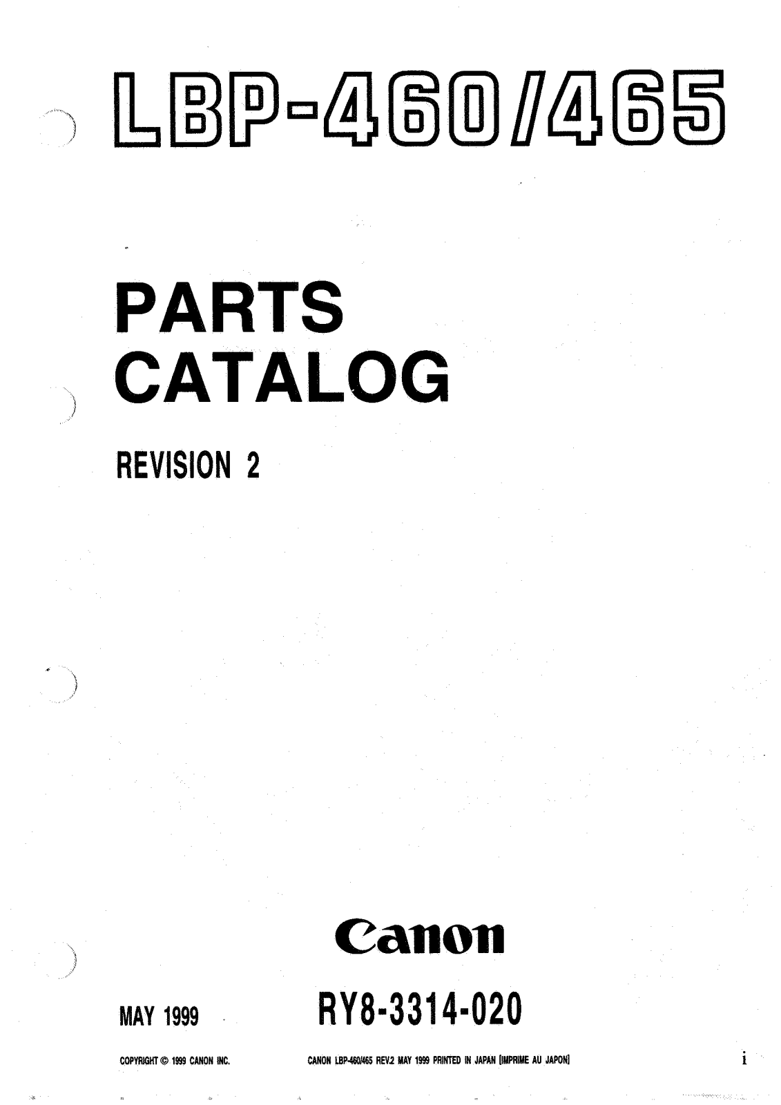 CANON LBP 460, LBP 465 PARTS CATALOG