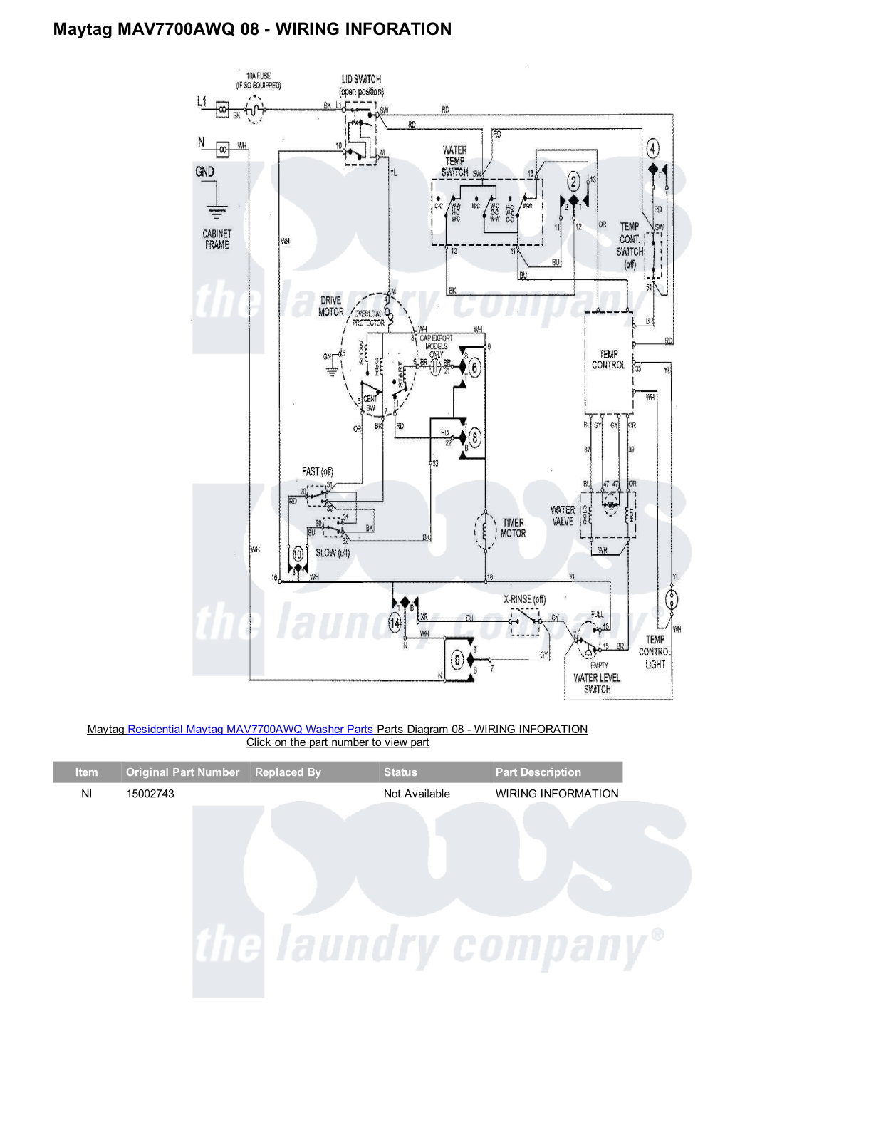 Maytag MAV7700AWQ Parts Diagram