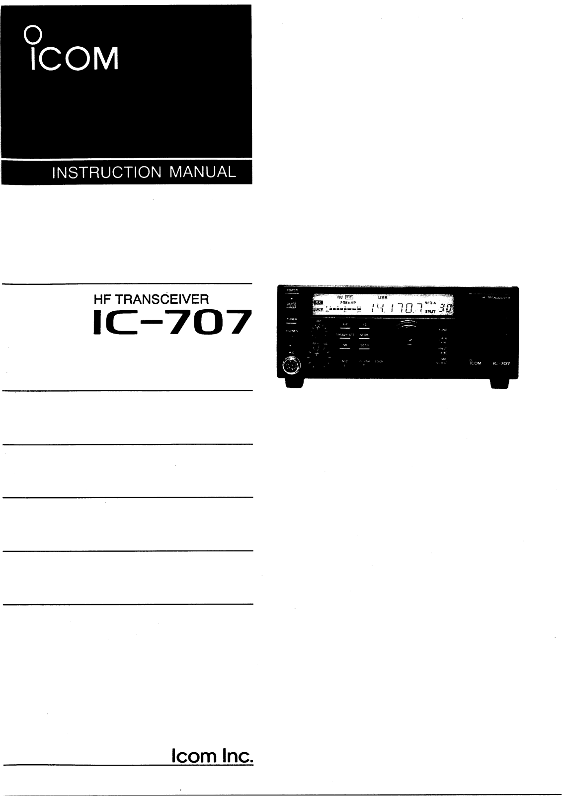 Icom IC-707 User Manual